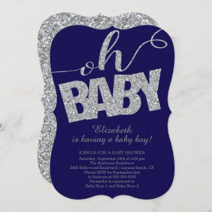 Invitation Oh Baby Parties scintillant moderne garçons Baby s