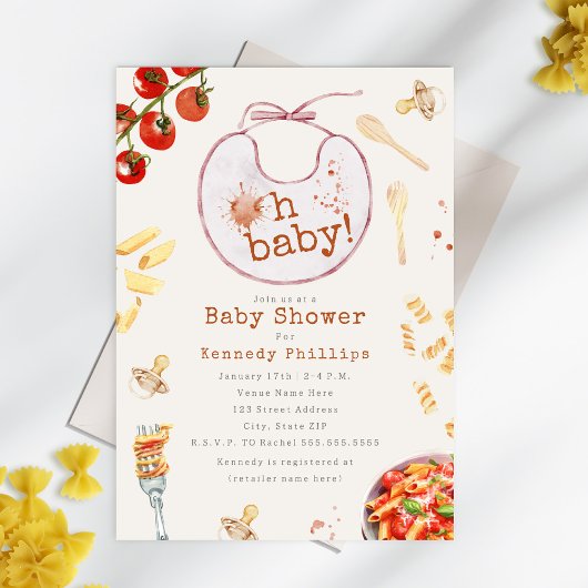 Invitation Oh Baby Pasta & Pacificateurs Baby shower fille