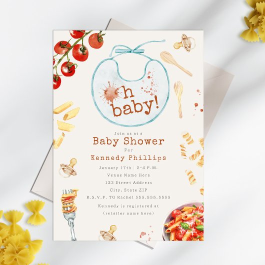 Invitation Oh Baby Pasta & Pacifiers Baby shower garçon