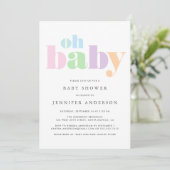 Invitation Oh Baby Pastel minimal Baby shower moderne (Debout devant)