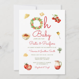 Invitation Oh Baby Pâtes & Tétines Baby Shower Nourriture Ita