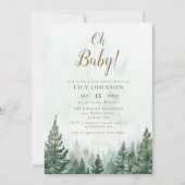 Invitation Oh Baby Pine Tree Forest Baby shower Photo QR Code (Devant)