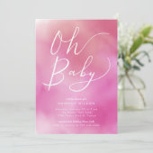 Invitation Oh Baby Pink Aquarelle Baby shower Ombre (Debout devant)