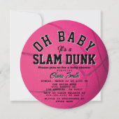 Invitation Oh Baby Pink Basketball Girl Baby Shower Circle (Devant)