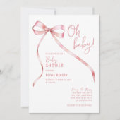 Invitation Oh Baby Pink Bow Girl Baby shower (Devant)