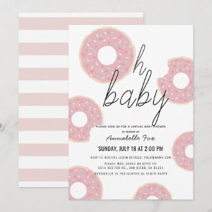 Invitation Oh Baby Pink Donut Girl Baby shower virtuel