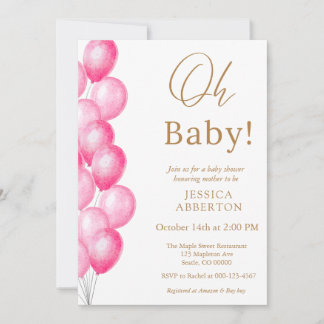 Invitation Oh baby! Pink Gold girl baby shower