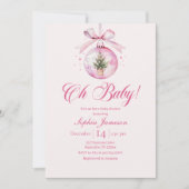 Invitation Oh Baby Pink Holiday Baby Shower (Devant)