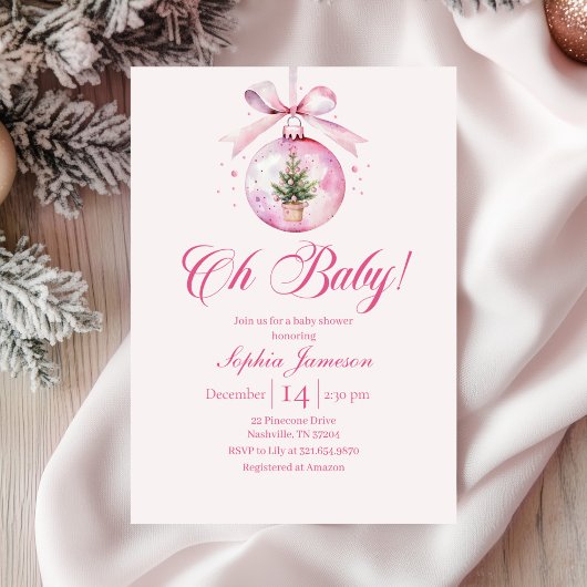 Invitation Oh Baby Pink Holiday Baby Shower