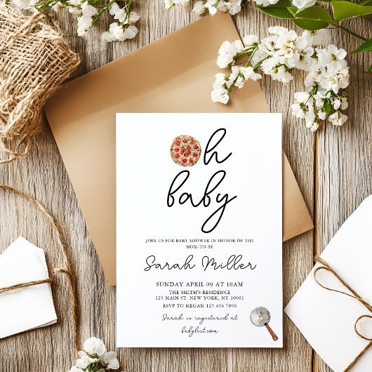 Invitation Oh Baby Pizza Baby shower