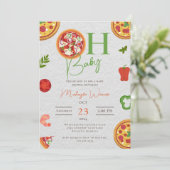 Invitation Oh Baby Pizza Pacifiers chic Baby shower Invitatia (Debout devant)