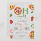 Invitation Oh Baby Pizza Pacifiers chic Baby shower Invitatia (Devant / Derrière)