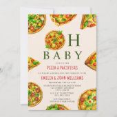 Invitation Oh Baby Pizza Tomates Olivia Baby shower vert (Devant)