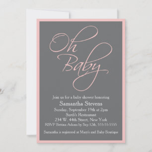 Invitation Oh Baby Posh Baby shower pour fille