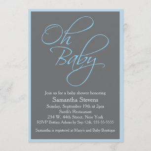 Invitation Oh Baby Posh Baby shower pour garçon