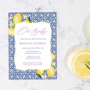Invitation Oh Baby Positano Lemons Fille Rose Baby shower