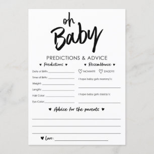 Invitation Oh Baby Predictions and Advice Card
