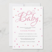 Invitation Oh Baby Pretty Rose Hearts Baby shower Parsemer (Devant)