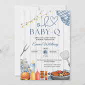 Invitation Oh Baby-Q Baby shower Garçon Rustique BBQ (Devant)