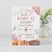 Invitation Oh Baby-Q Baby shower Girl Rustic BBQ (Debout devant)