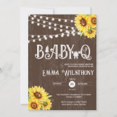 Invitation Oh Baby-Q Baby Shower Rustic Sunflower BBQ (Devant)