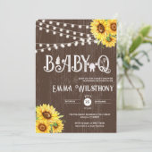 Invitation Oh Baby-Q Baby Shower Rustic Sunflower BBQ (Debout devant)