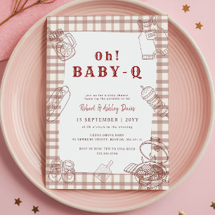 Invitation Oh Baby Q Carreaux Vichy BBQ Baby Shower