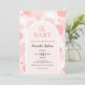 Invitation Oh Baby rose arche Pois Baby shower fille (Debout devant)