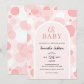 Invitation Oh Baby rose arche Pois Baby shower fille (Devant / Derrière)