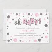 Invitation oh Baby rose et gris parties scintillant invitatio (Devant)