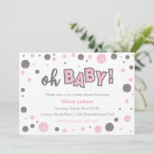 Invitation oh Baby rose et gris parties scintillant invitatio (Debout devant)