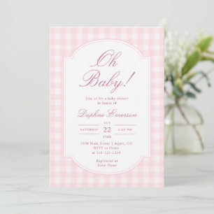 Invitation Oh Baby Rose Gingham Baby Shower