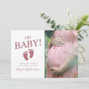 Invitation Oh Baby Rose Gold Photo personnalisée Baby shower 