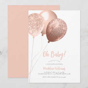 Invitation Oh Baby Rose Parties scintillant or Baby shower Ba