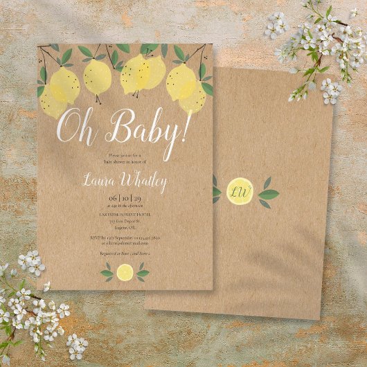 Invitation Oh Baby Rustic Boho Lemons Baby shower