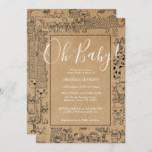 Invitation Oh Baby Rustic Cats Baby shower (Devant / Derrière)