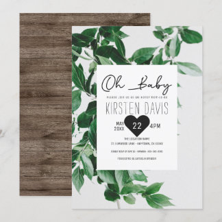 Invitation Oh Baby Rustic Country Wood Baby shower de verdure