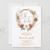 Invitation Oh Baby Rustic Terracota Orange Floral Baby shower (Devant)