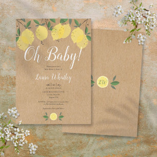 Invitation Oh Baby Rustique Bohème Citrons Baby Shower
