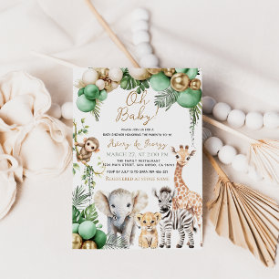 Invitation Oh Baby Safari animal Jungle Baby shower vert