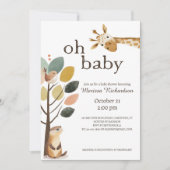 Invitation Oh Baby Safari Animaux Baby shower (Devant)
