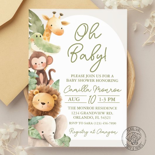 Invitation Oh Baby Safari Jungle Animaux