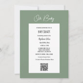Invitation Oh Baby Sage Baby shower vert QR Code Script (Devant)