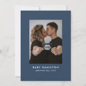 Invitation Oh Baby Script Navy Baby shower photo (Dos)