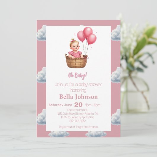 Invitation Oh Baby Shower (Debout devant)