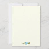 Invitation Oh Baby shower aqua et bordure fleurie jaune (Dos)