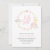 Invitation Oh Baby shower Arc-en-ciel de cadre de fille Boho (Devant)