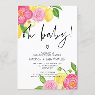 Invitation Oh Baby shower Baby Girl Fête d'été de fleurs