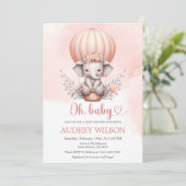 Invitation Oh, Baby shower bébé éléphant (Debout devant)