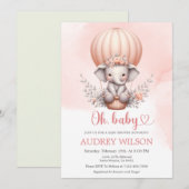 Invitation Oh, Baby shower bébé éléphant (Devant / Derrière)